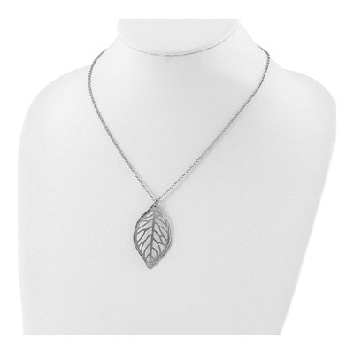 Sterling Silver Cut-Out Leaf Pendant Necklace – view 5