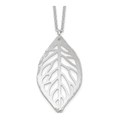 Sterling Silver Cut-Out Leaf Pendant Necklace