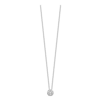 Sterling Silver CZ Bezel Necklace, 16 in – view 3