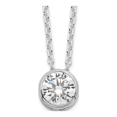 Sterling Silver CZ Bezel Necklace, 16 in