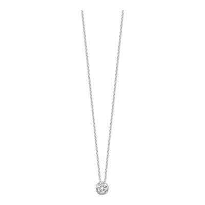 Sterling Silver CZ Bezel Pendant Necklace – view 2