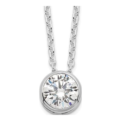 Sterling Silver CZ Bezel Pendant Necklace
