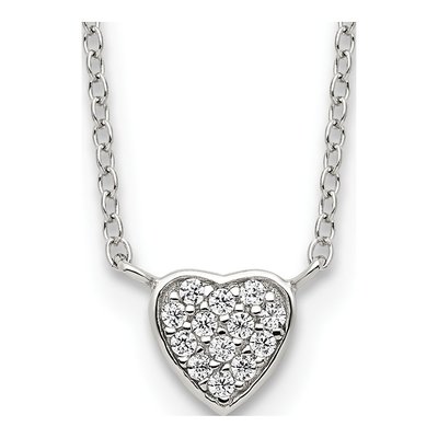 Sterling Silver CZ Heart Necklace