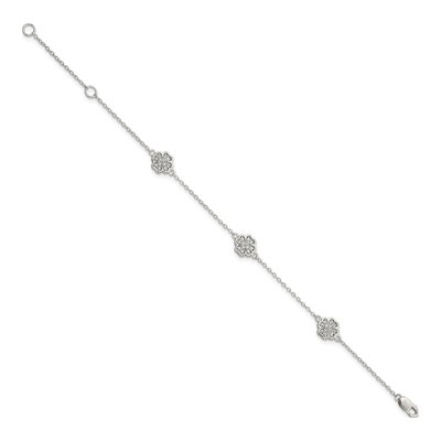 Sterling Silver CZ Four Leaf Clover Bracelet – view 3