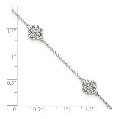Sterling Silver CZ Four Leaf Clover Bracelet – view 4
