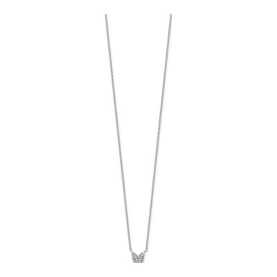 Sterling Silver CZ Butterfly Pendant Necklace – view 3