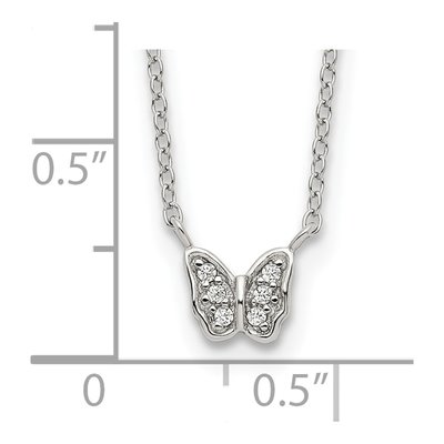 Sterling Silver CZ Butterfly Pendant Necklace – view 4