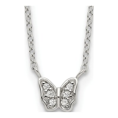 Sterling Silver CZ Butterfly Pendant Necklace