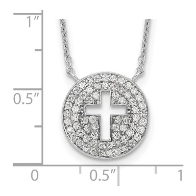 Sterling Silver CZ Cross Necklace, 18in – view 4