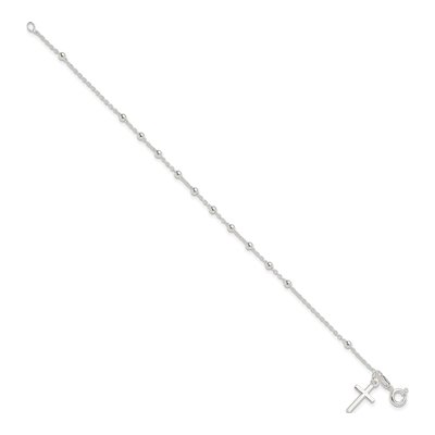 Sterling Silver Beaded Cross Bracelet – view 3