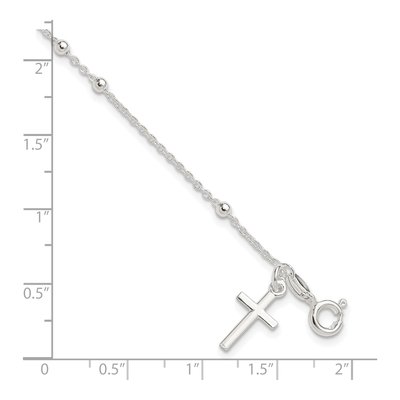 Sterling Silver Beaded Cross Bracelet – view 4