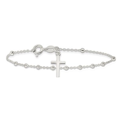 Sterling Silver Beaded Cross Bracelet – view 5