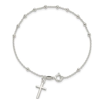 Sterling Silver Beaded Cross Bracelet – view 6