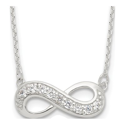 Sterling Silver CZ Infinity Pendant Necklace