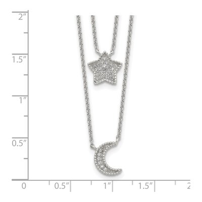 Sterling Silver CZ Moon Star Pendant Necklace – view 4