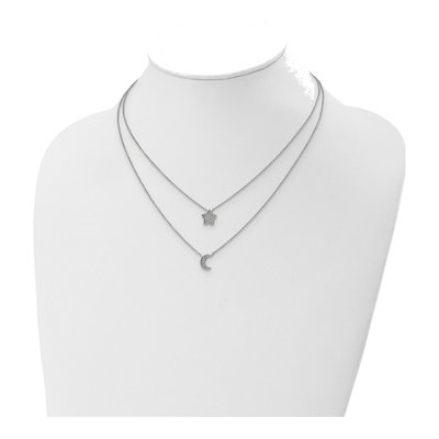 Sterling Silver CZ Moon Star Pendant Necklace – view 5