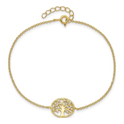 Gold-Plated Sterling Silver CZ Tree Bracelet – view 2