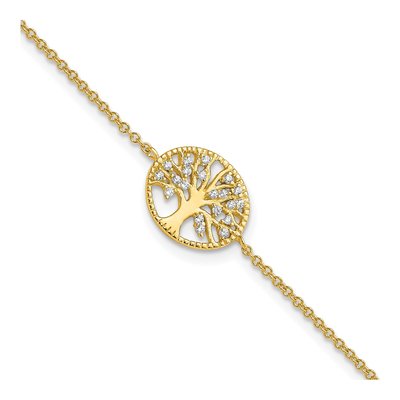 Gold-Plated Sterling Silver CZ Tree Bracelet