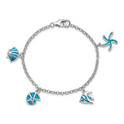 Sterling Silver Opal Fish Shells Bracelet – view 4