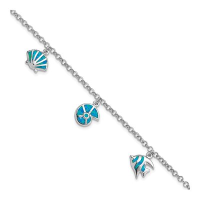 Sterling Silver Opal Fish Shells Bracelet