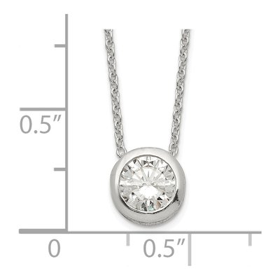 Sterling Silver CZ Bezel Pendant Necklace – view 4