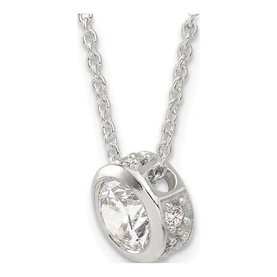 Sterling Silver CZ Bezel Pendant Necklace – view 6