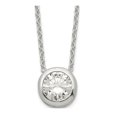 Sterling Silver CZ Bezel Pendant Necklace