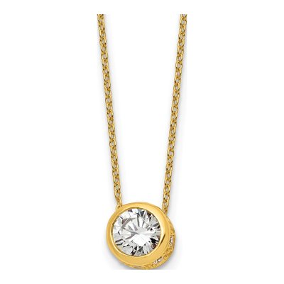 Gold-Plated Sterling Silver CZ Pendant Necklace