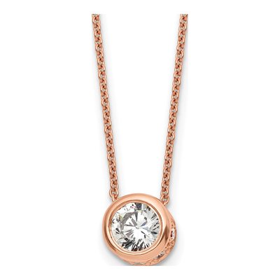 Rose Gold-Plated Sterling Silver CZ Pendant Necklace