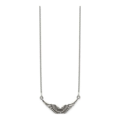 Sterling Silver Antiqued Wings Pendant Necklace – view 3