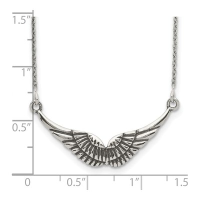 Sterling Silver Antiqued Wings Pendant Necklace – view 4