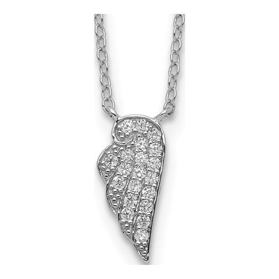 Sterling Silver CZ Wing Pendant Necklace