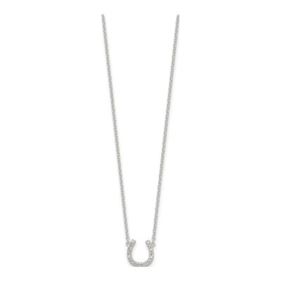Sterling Silver CZ Horseshoe Pendant Necklace – view 3