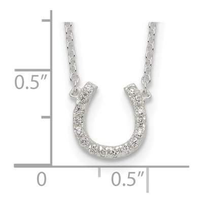 Sterling Silver CZ Horseshoe Pendant Necklace – view 4