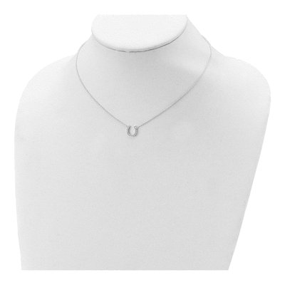 Sterling Silver CZ Horseshoe Pendant Necklace – view 5