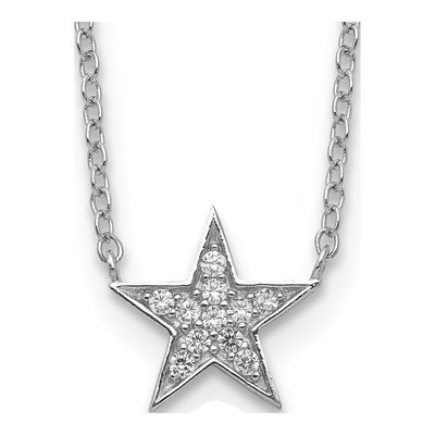 Sterling Silver CZ Star Pendant Necklace