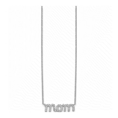 Sterling Silver CZ MOM Pendant Necklace – view 3