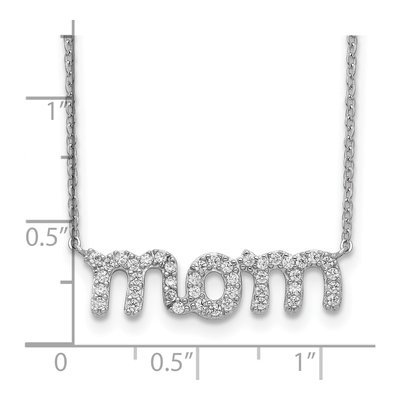 Sterling Silver CZ MOM Pendant Necklace – view 4