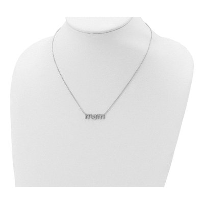 Sterling Silver CZ MOM Pendant Necklace – view 5