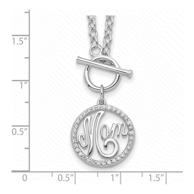 Sterling Silver CZ MOM Pendant Necklace – view 4