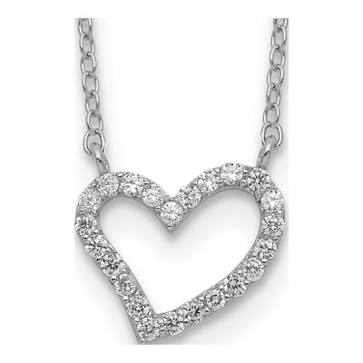 Sterling Silver CZ Open Heart Pendant Necklace