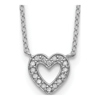 Sterling Silver CZ Open Heart Pendant Necklace