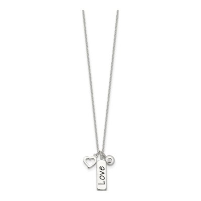 Sterling Silver CZ LOVE Heart Pendant Necklace – view 3