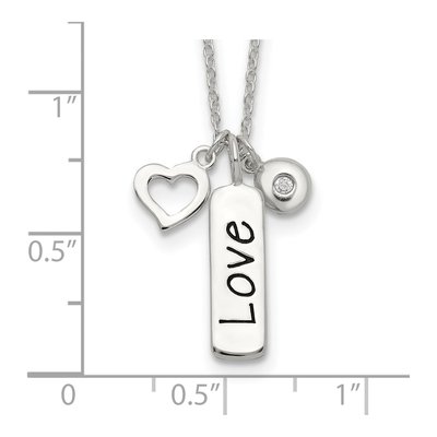 Sterling Silver CZ LOVE Heart Pendant Necklace – view 4