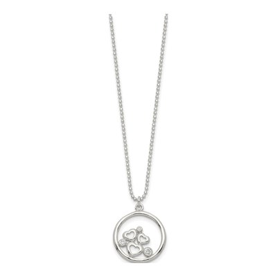 Sterling Silver CZ Heart Pendant Necklace – view 3