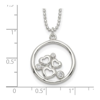 Sterling Silver CZ Heart Pendant Necklace – view 4