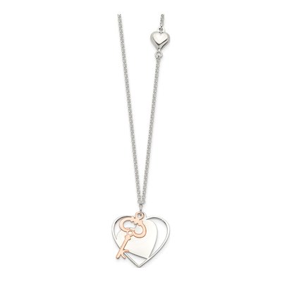 Sterling Silver Moveable Heart Key Pendant Necklace – view 3