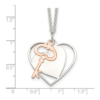 Sterling Silver Moveable Heart Key Pendant Necklace – view 4