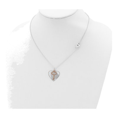 Sterling Silver Moveable Heart Key Pendant Necklace – view 5