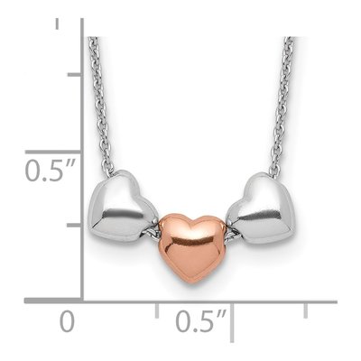 Sterling Silver 3-Hearts Pendant Necklace – view 4